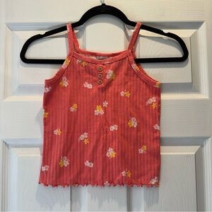 4/$20 Cat & Jack Coral Pink Floral Rib Knit Tank- Small(6/6x)
